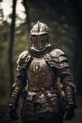 man protected with medieval armor