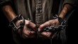 gripping image-close-up of a man's hands with handcuffs on a white background. Perfect for legal, crime, and justice-related themes.