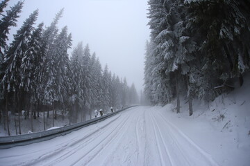 Sticker - Wide angle winter shot in sudety mountains