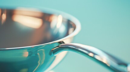 Wall Mural - A close up of a silver bowl with handle on top, AI