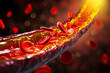 © charnsitr - Fat and cholesterol in human blood vein cell create with AI Generative