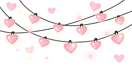 Wall Mural - Heart pink light string halo valentines day clipart