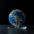 Weltkugel aus Glas für den Naturschutz auf dunklen Hintergrund rettet die Natur Nahaufnahme, ai generativ
