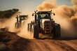 TRACTOR OPERATERS level arid land for the road., generative IA