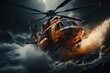 Heroic helicopter rescues castaway in revolt sea., generative IA