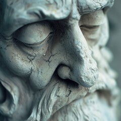 Poster - A close up of a statue with an old man's face, AI