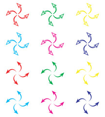 Fototapete - Four directions icon vector. Four side arrow icon sign symbol in trendy flat style. Set elements in colored icons. Arrows pointing from the center vector icon illustration isolated on white background