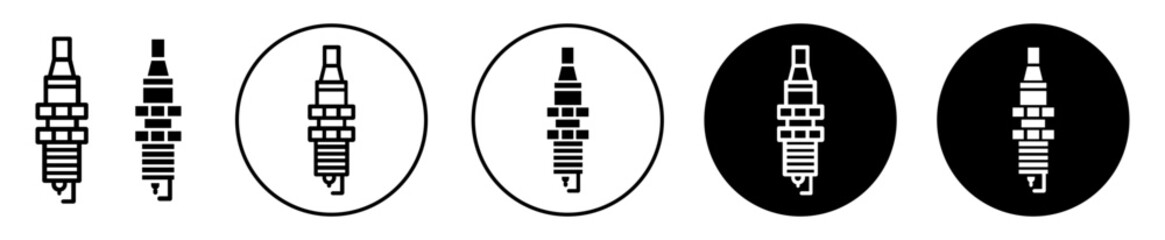 Poster - Spark plug vector icon set collection. Spark plug Outline flat Icon.