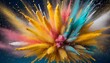colored powder explosion on a background abstract closeup dust on backdrop colorful explode paint holi on background