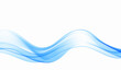 © lesikvit - Abstract blue wave background, transparent wavy lines. A wave of blue smoke or liquid.