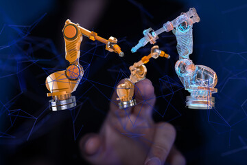 Poster - Neural network 3D illustration. Big data and cybersecurity - neural network exposure digital