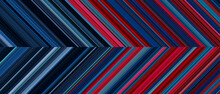 Detailed Striped Dual Geometric Pattern Composed Of Big Amount Of Thin Blue And Red Stripes.