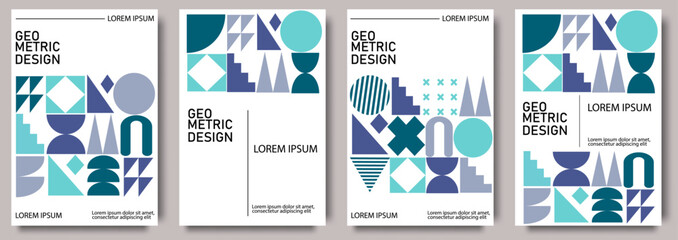 Template abstract Bauhaus geometric cover design. Design with geometric shape for flyer, poster, cover, brochure, banner or any layout