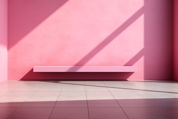 Wall Mural - Pink and white minimalist room