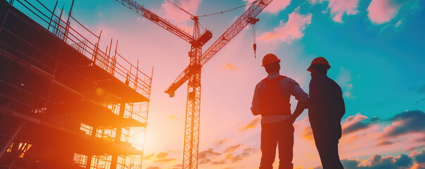 Developer and construction worker on contruction site