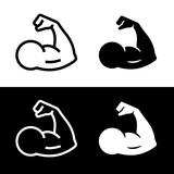 Biceps icon. Symbol of strength, health or bodybuilding. Pictogram of sport, tone or athlete.