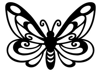 Wall Mural - Butterfly outline, simple draw, vector illustration isolated on white background