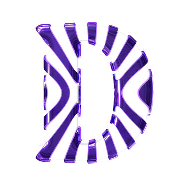 White symbol with dark purple thin straps. letter d