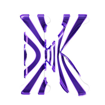 White symbol with dark purple thin straps. letter k