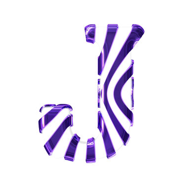 White symbol with dark purple thin straps. letter j