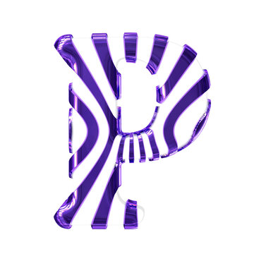 White symbol with dark purple thin straps. letter p