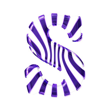 White symbol with dark purple thin straps. letter s