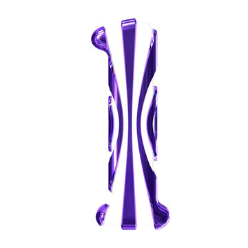 White symbol with dark purple thin straps. letter l