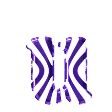 White symbol with dark purple thin straps. letter u