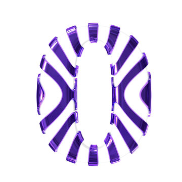 White symbol with dark purple thin straps. number 0