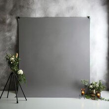 Gray Seamless Paper Background With Floral And Candle Decorations