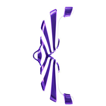 White symbol with dark purple thin straps