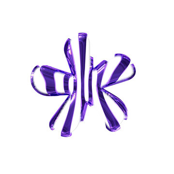 White symbol with dark purple thin straps