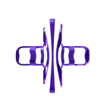White symbol with dark purple thin straps