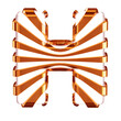 White symbol with redhead straps. letter h