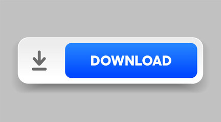 Leinwandbilder - 3D download button icon. Upload icon. Down arrow bottom side symbol. Click here button. Save cloud icon push button for UI UX, website, mobile application.
