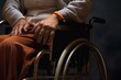 Senior man sitting in a wheelchair , a sick old man