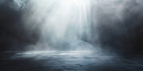 Poster - Stage with black background in a fog,