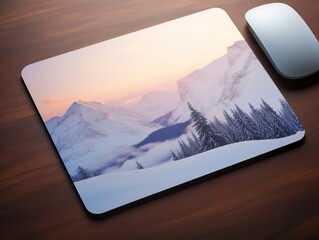 Wall Mural - Ergonomic Mouse Pad Mockup for Comfortable Computing - AI Generated