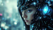 A futuristic woman with cyber implants is a symbol of the potential of technology to enhance our humanity. ai generated.