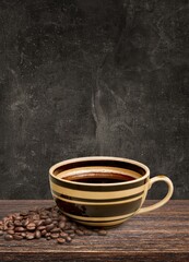 Canvas Print - Cups of tasty hot coffee drink with milk foam.