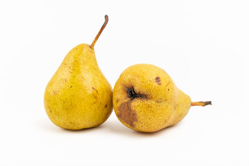 Pears on a white background