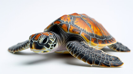 Poster - sea turtle on white background