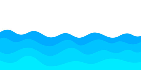 Wall Mural - blue wave water element vector with transparent background. curve border frame wallpaper presentatio