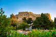 Fortifications of the Acropolis on the island of Rhodes in Greece.