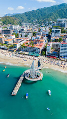 Wall Mural - Pier and Romantic Zone in Puerto Vallarta, Jalisco. Mexico. Vertical Photo