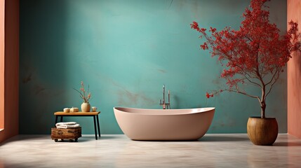 Poster - Bathroom with a Japanese maple tree