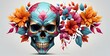 background symmetry colorful skull with flower
