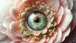 abstract floral collage with pink petals and eye
