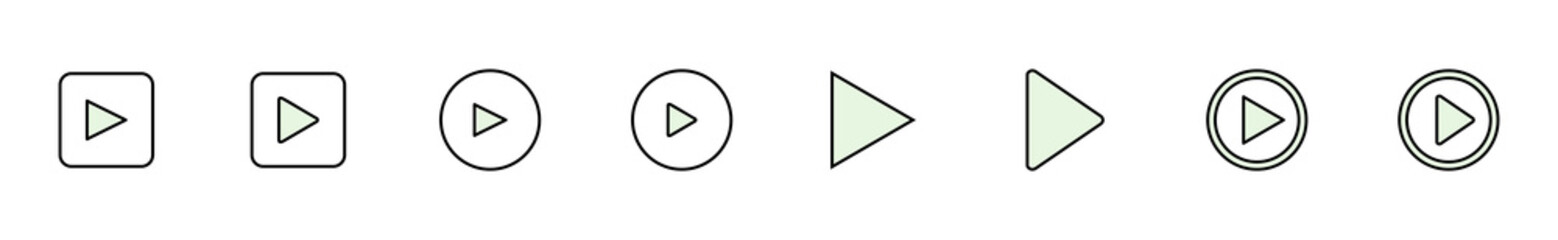 Play Icon set. Play button vector icon