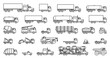 various simple truck outline silhouettes set